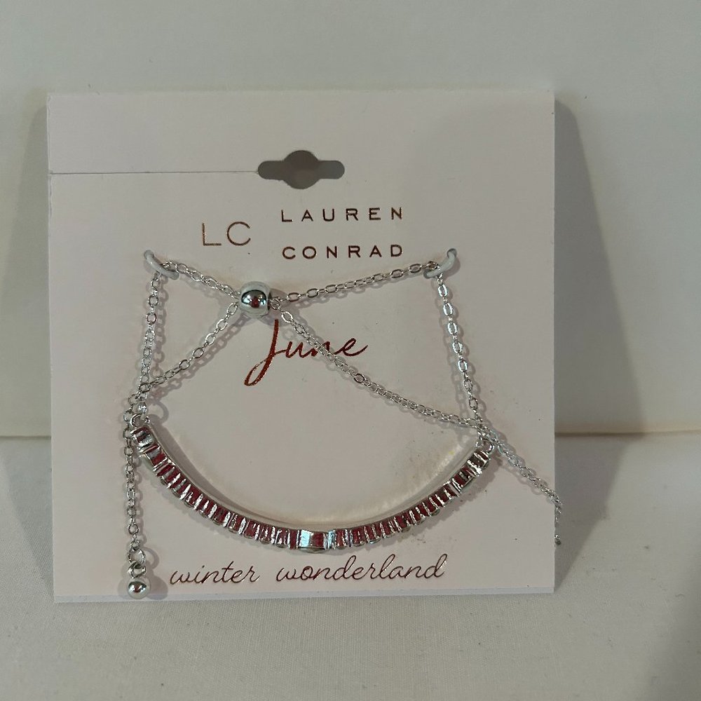 LC Lauren Conrad silver tone Birthstone crystal adjustable bracelet June